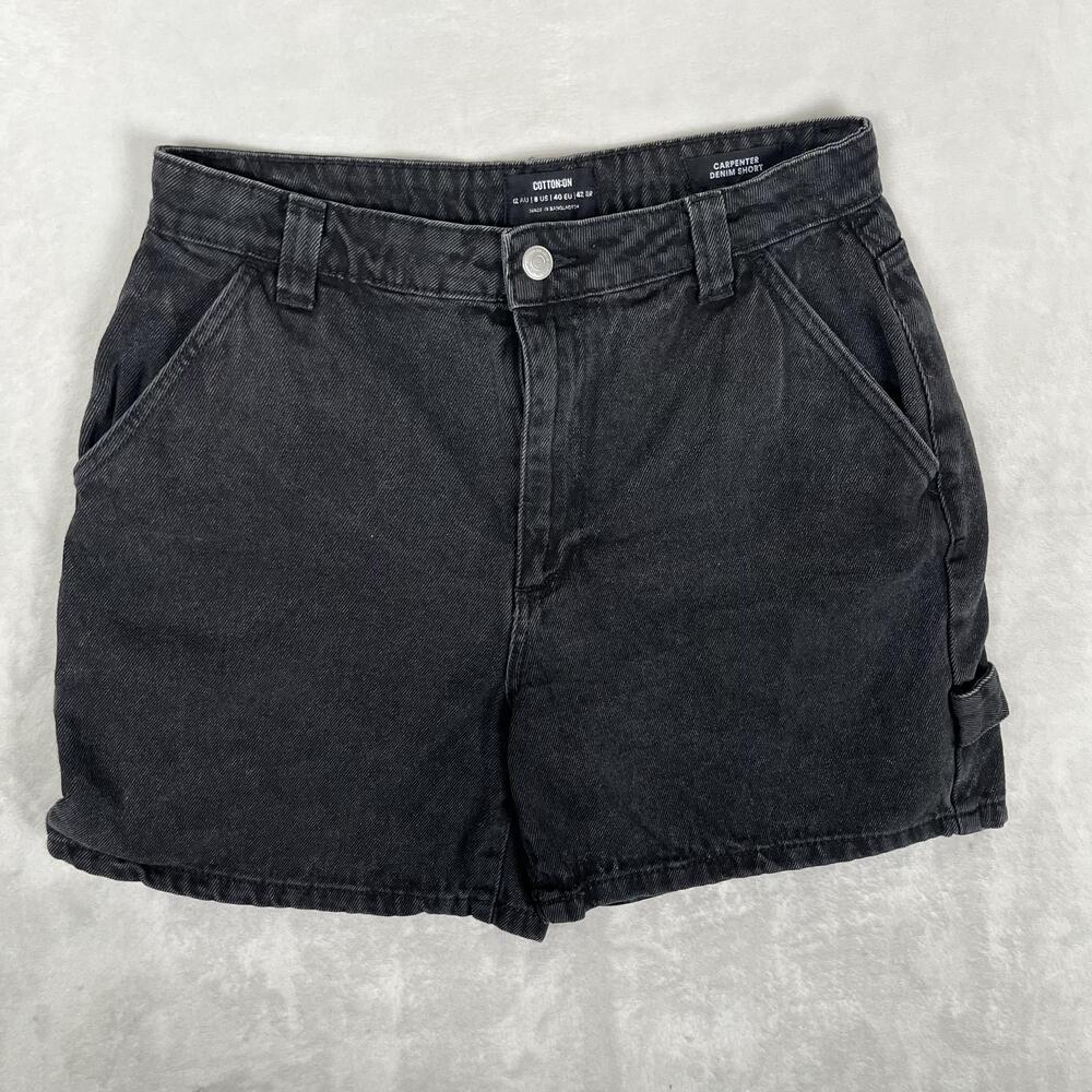 Cotton On Shorts Womens 8 Black Carpenter Denim Utility Pockets Casual Summer